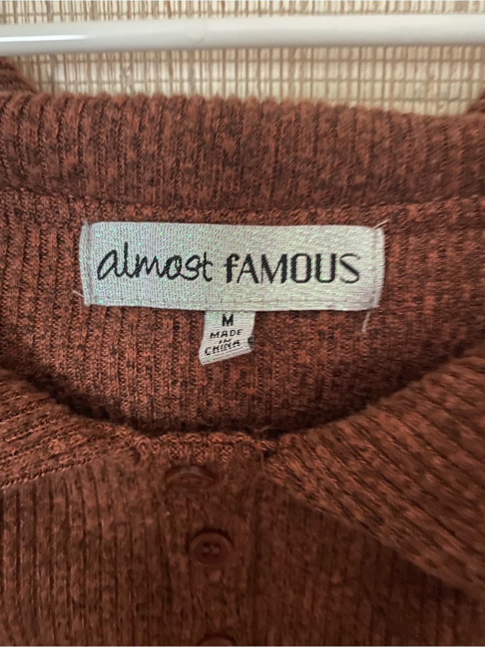 Almost Famous Ribbed Knit Button-Front Top in Rust Matching Set! - Picture 3 of 8